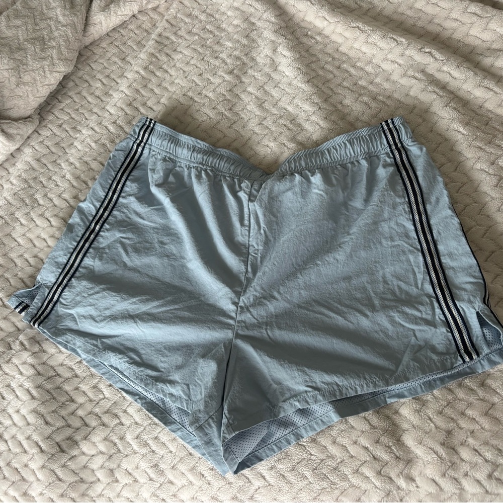 TNA Light Blue Athletic Shorts with Stripes